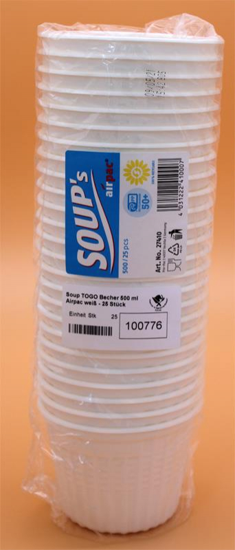 Soup TOGO Becher 500 ml Airpac weiß - 25 Stück
