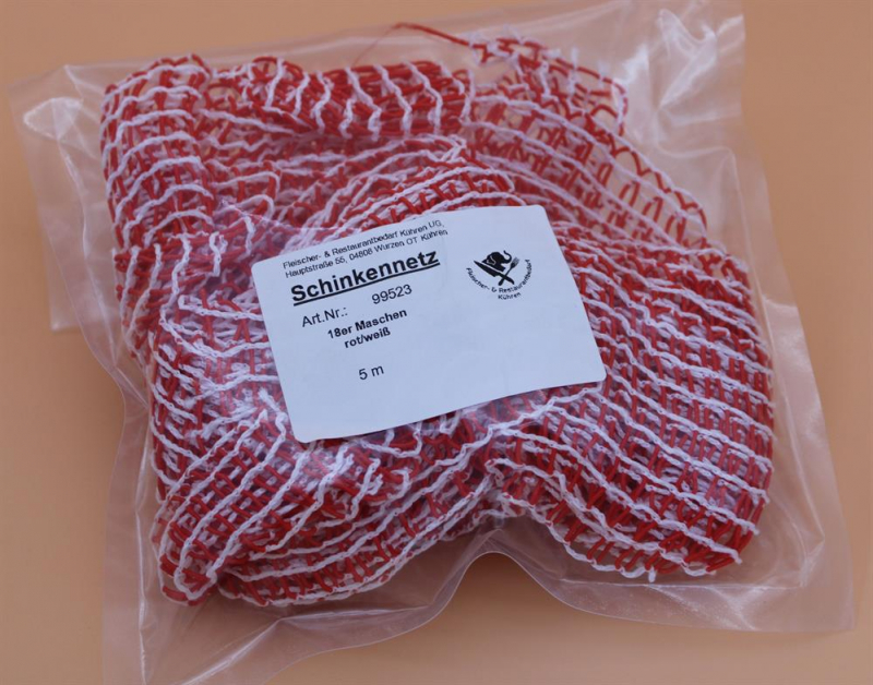 Schinkennetz rot weiß 18er Maschen 5m 