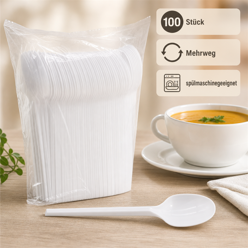 Mehrweg- Löffel 16cm weiss 100 Stück