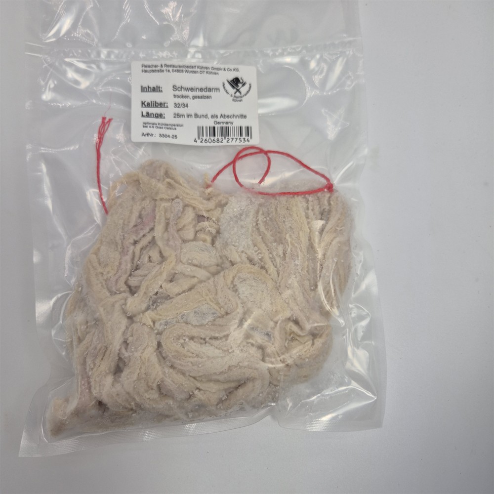 Schweinedarm als Naturdarm Kaliber 32/34 trocken gesalzen 25m