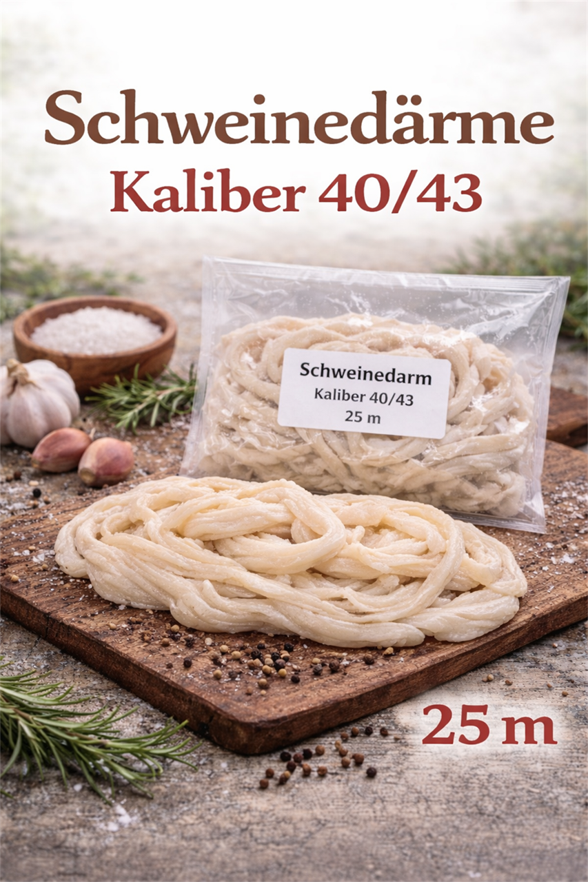 Schweinedarm als Naturdarm Kaliber 40/43 trocken gesalzen 25 m