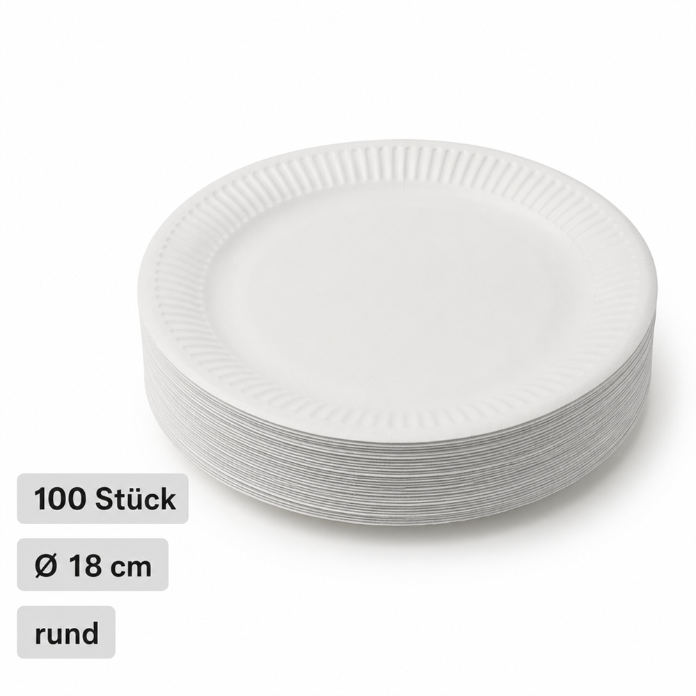 Pappteller rund Ø 18cm 100 Stück