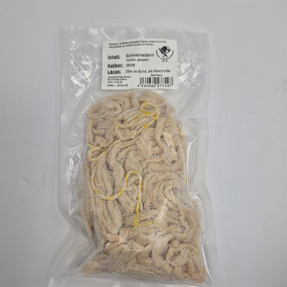 Schweinedarm als Naturdam Kaliber 26/28 trocken gesalzen 25 m