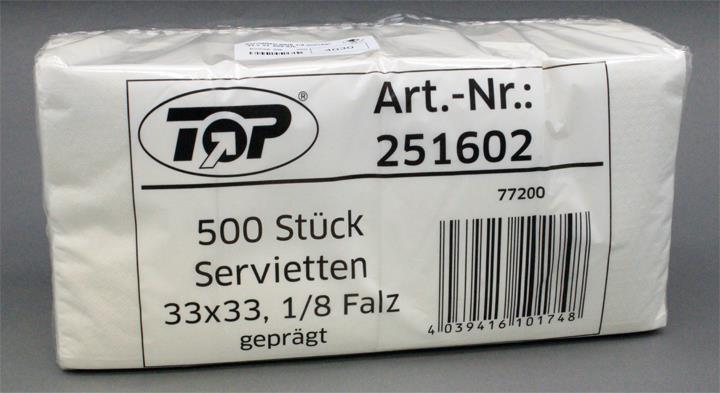 Servietten weiß 1/8 geprägt 33x33 cm 1-lagig 500 Stk.