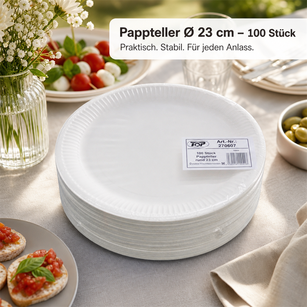 Pappteller rund Ø 23cm 100 Stk. 