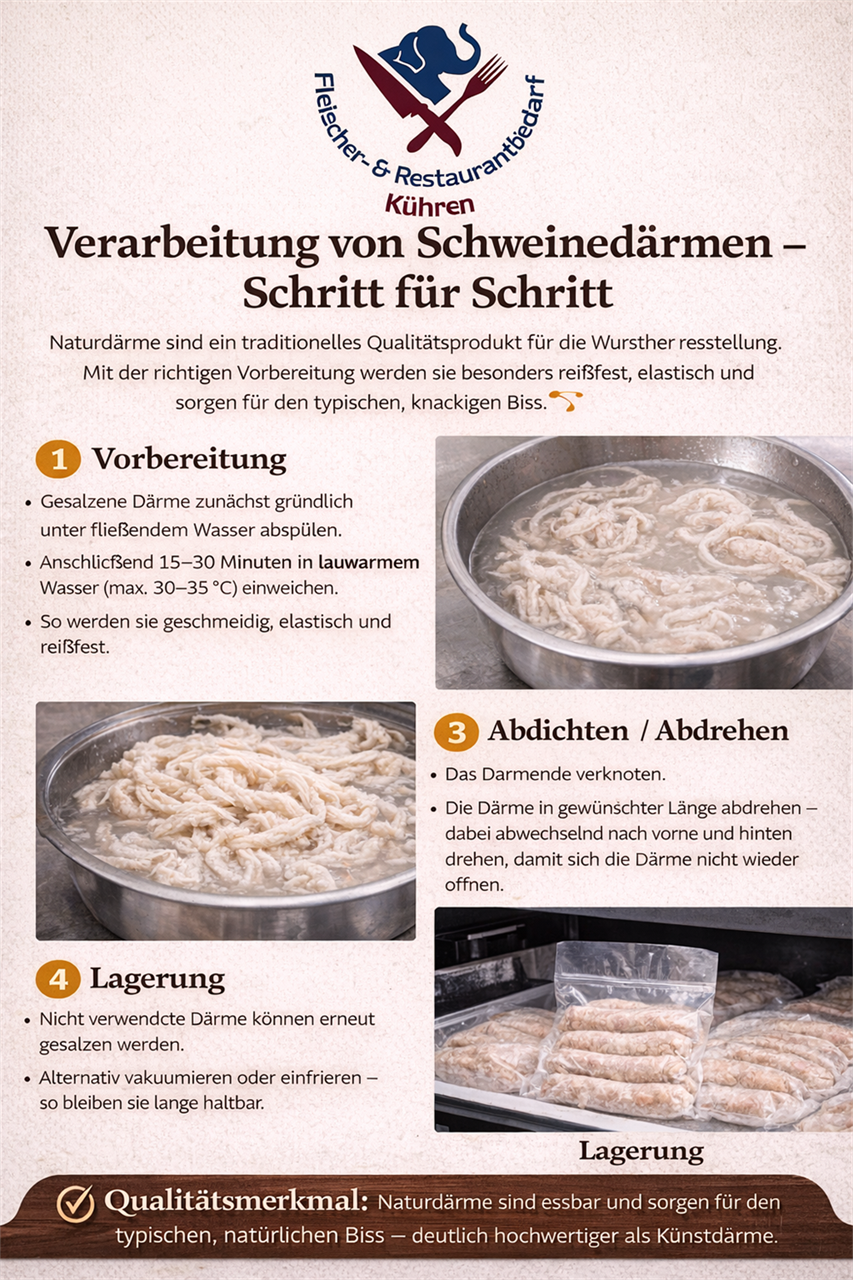 Schweinedarm als Naturdarm Kaliber 40/43 trocken gesalzen 25 m