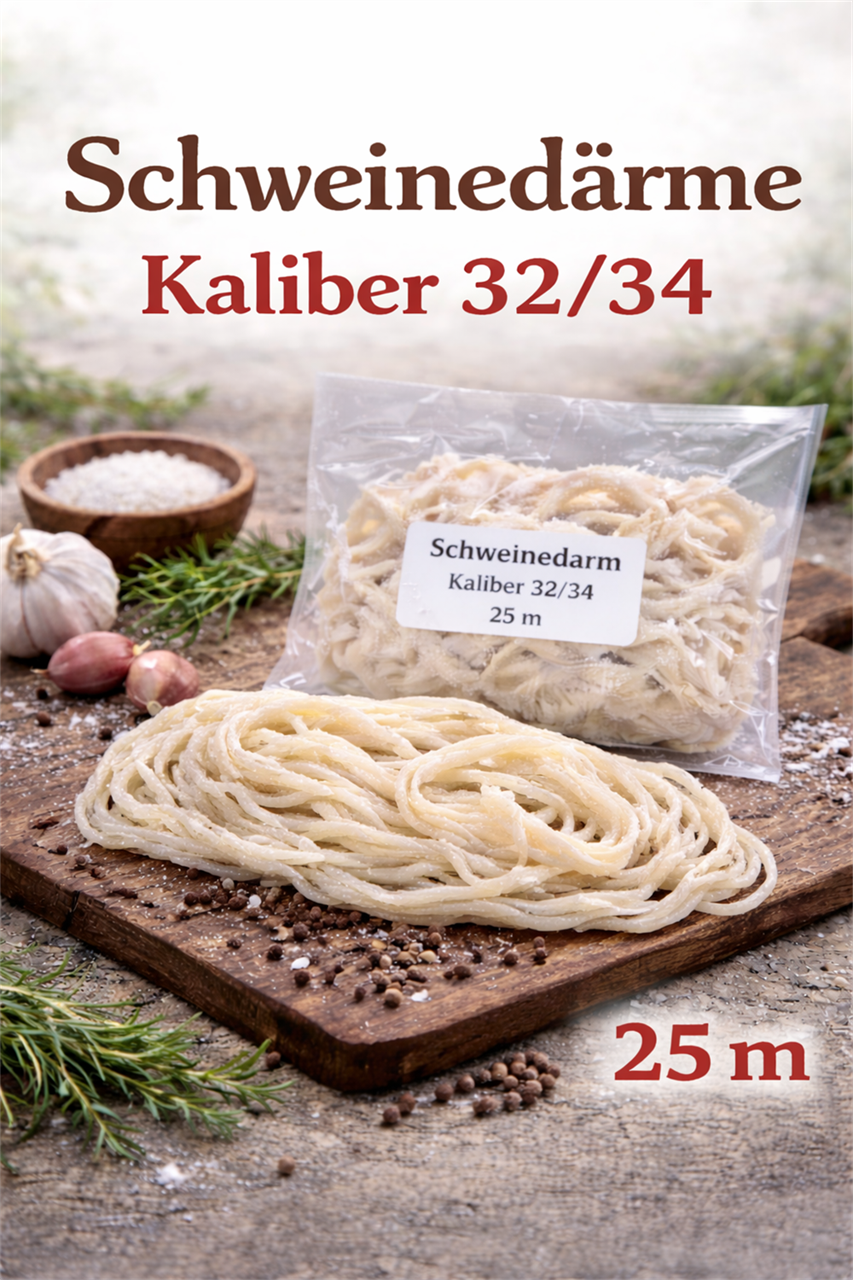 Schweinedarm als Naturdarm Kaliber 32/34 trocken gesalzen 25m