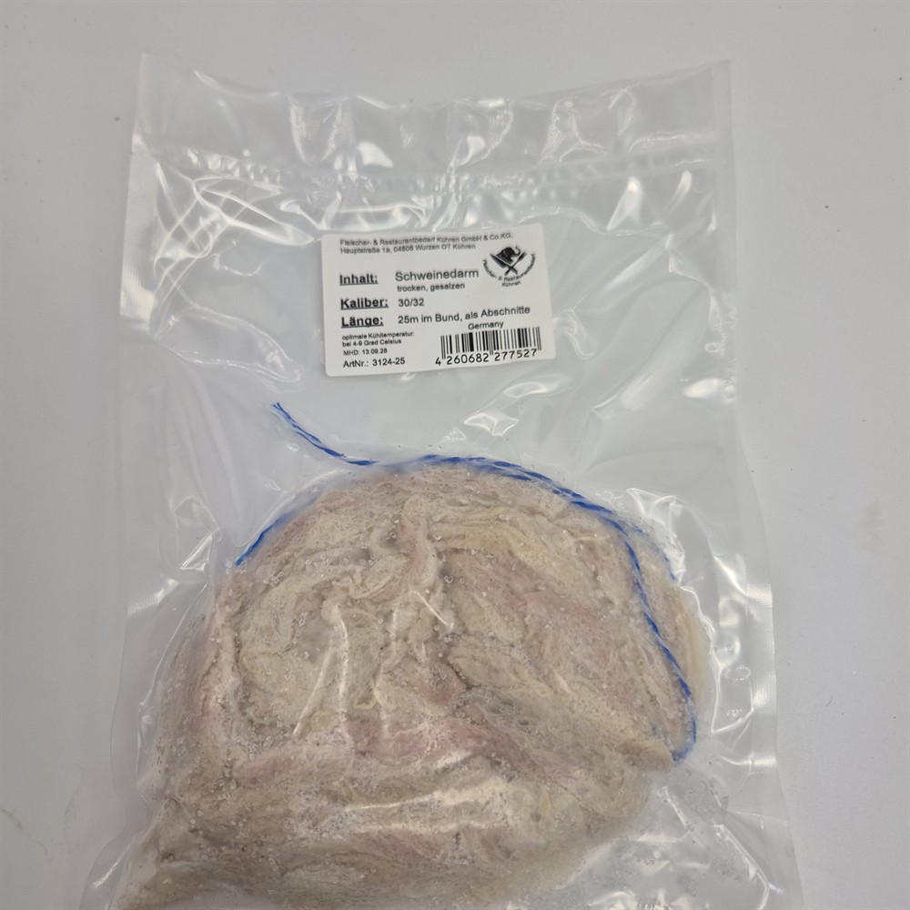 Schweinedarm als Naturdarm Kaliber 30/32 trocken gesalzen 25m