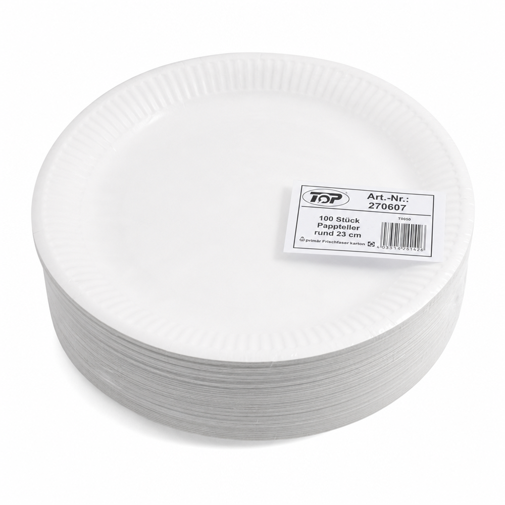 Pappteller rund Ø 23cm 100 Stk. 