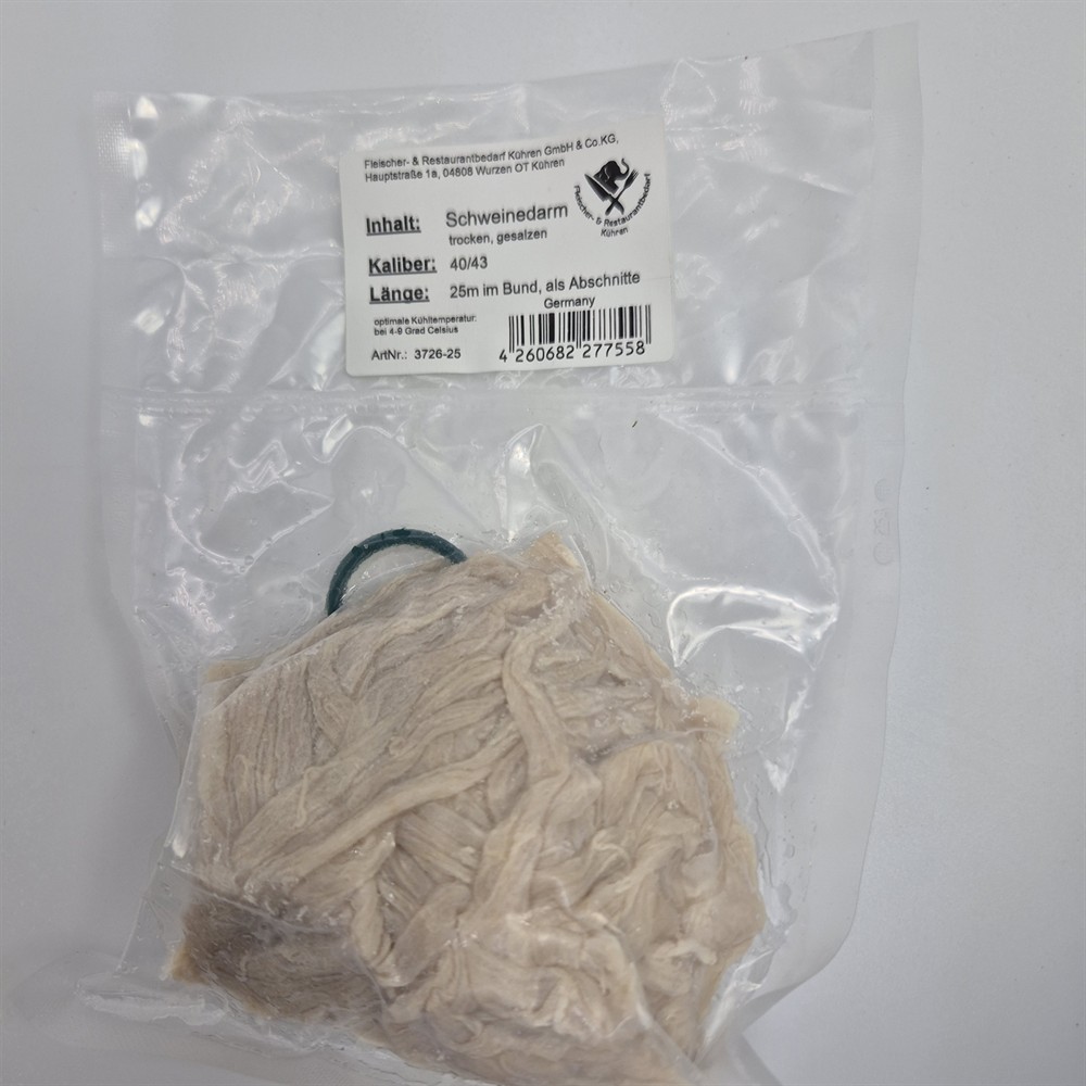 Schweinedarm als Naturdarm Kaliber 40/43 trocken gesalzen 25 m