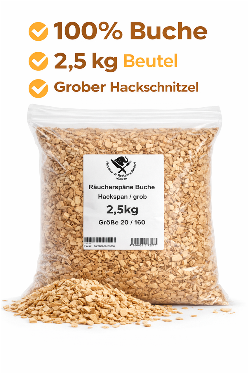 Räucherspäne  Buche 20/160  grob 2,5kg Beutel