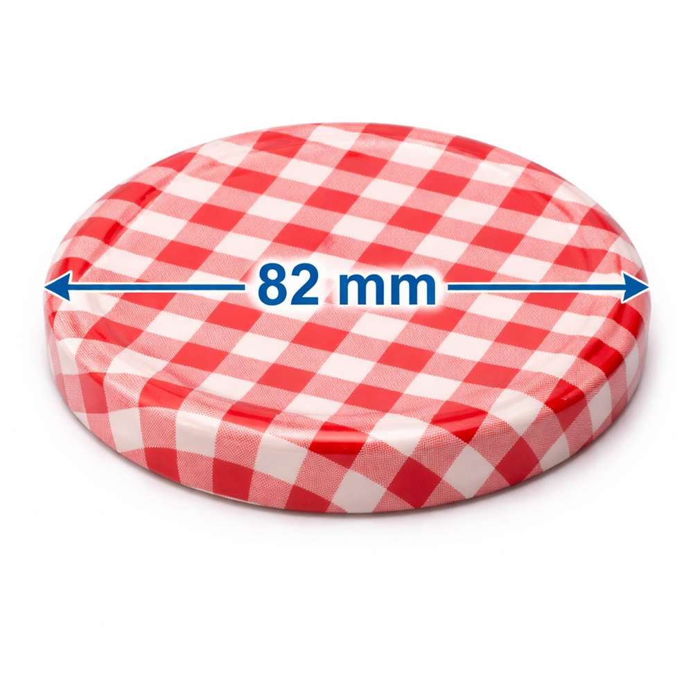 50 Einmachgläser Deckel TO82 rot_weiß kariert für Schraubgläser