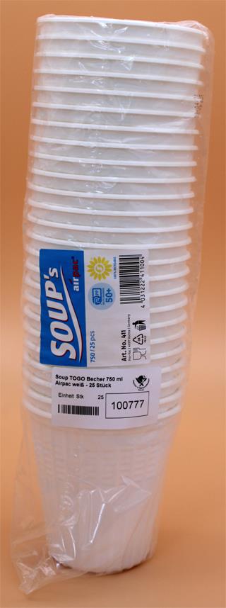 Soup TOGO Becher 750 ml Airpac weiß - 25 Stück