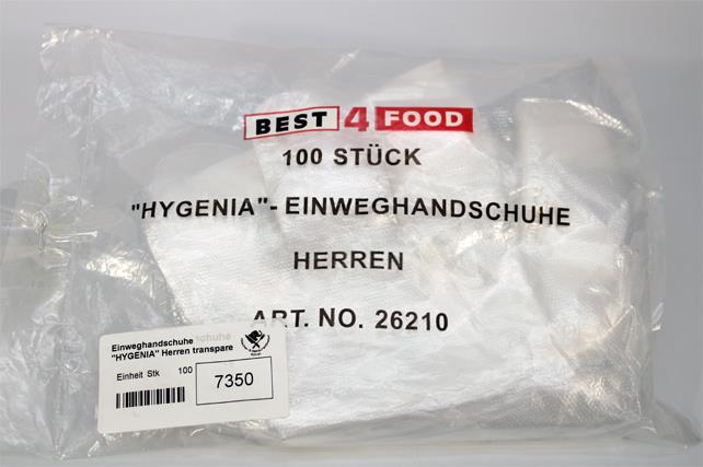 Einweghandschuhe transparent 100 Stück HYGENIA Herren