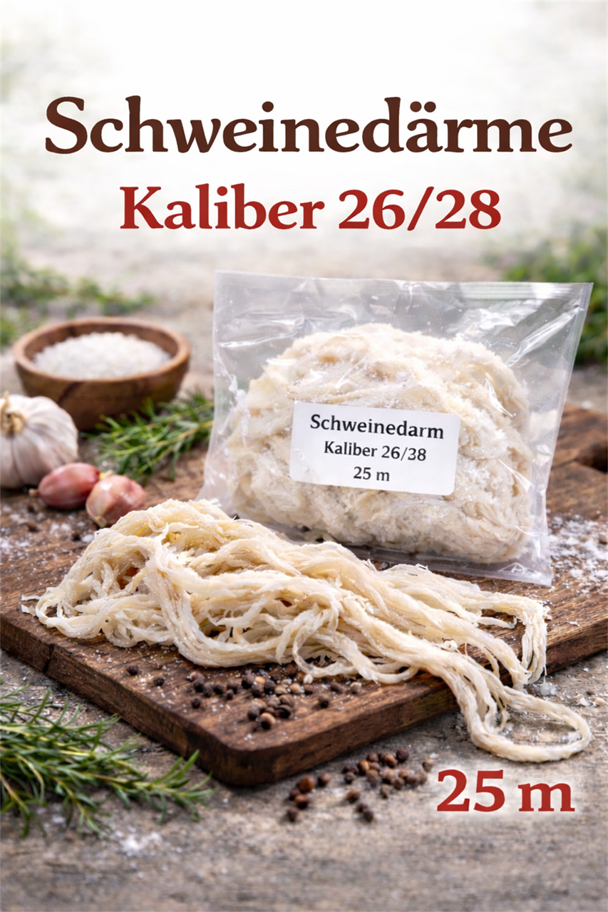 Schweinedarm als Naturdam Kaliber 26/28 trocken gesalzen 25 m