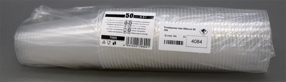 Trinkbecher klar 500ccm 50 Stk.