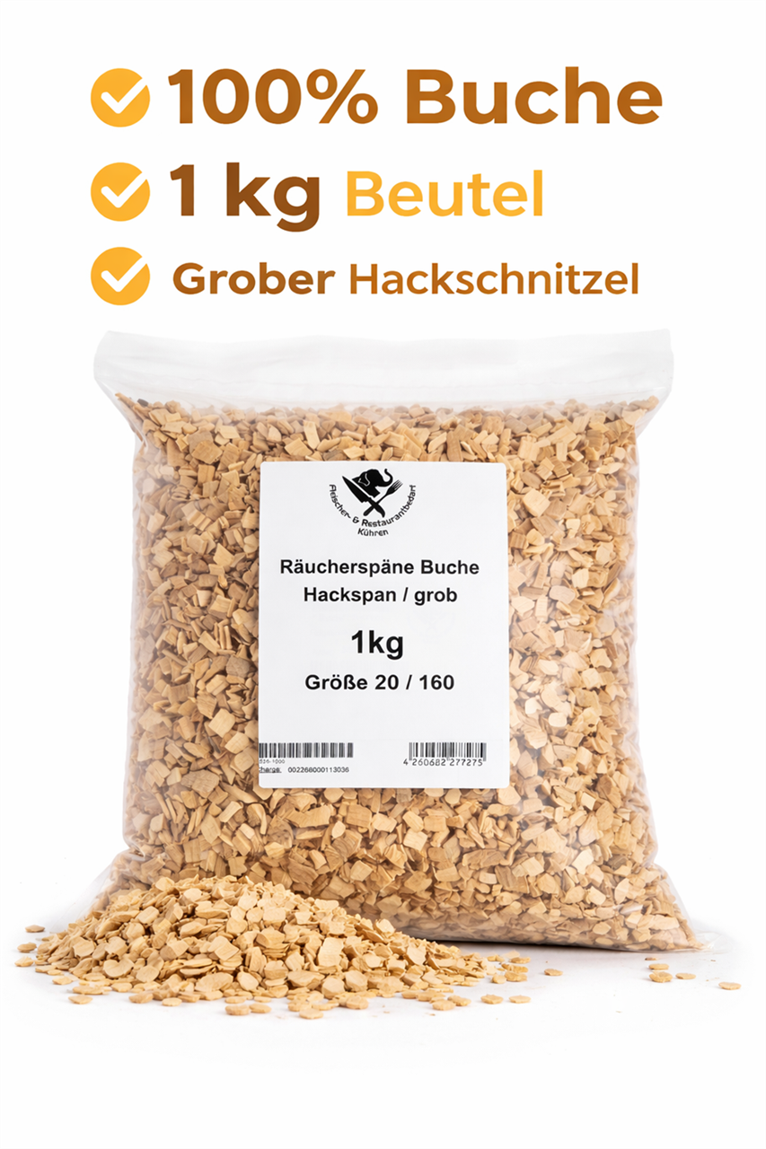Räucherspäne  Buche 20/160  grob 1kg Beutel