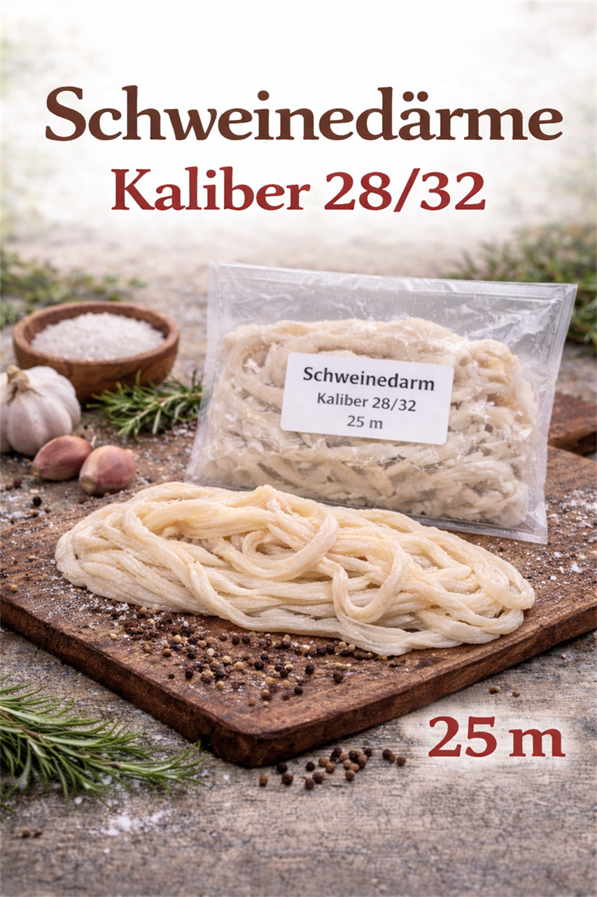 Schweinedarm als Naturdarm Kaliber 28/32 trocken gesalzen 25m