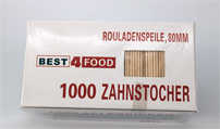 Allesspicker Zahnstocher Speile 1000 Stück 80 x 2,2 mm 1 Spitze