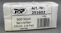 Servietten weiß 1/8 geprägt 33x33 cm 1-lagig 500 Stk.