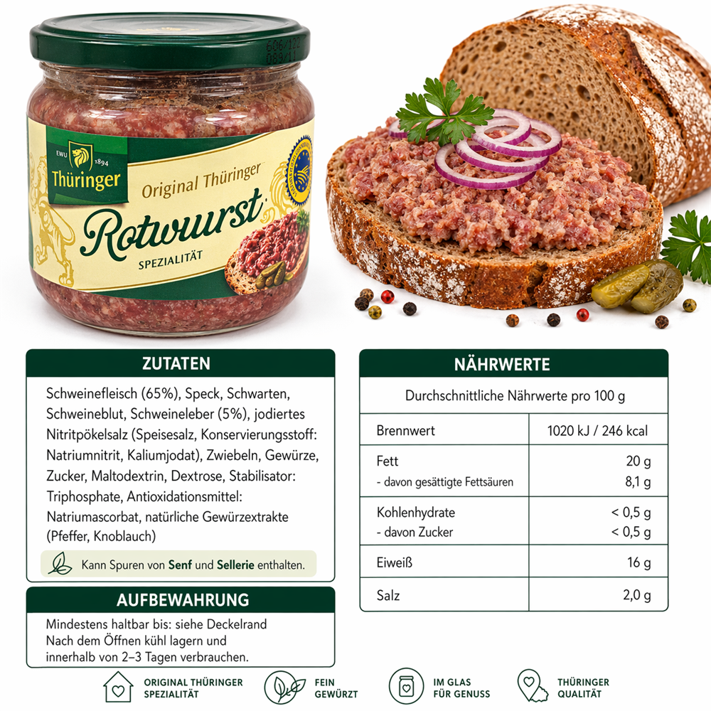 Thüringer Rotwurst im 160g Glas 