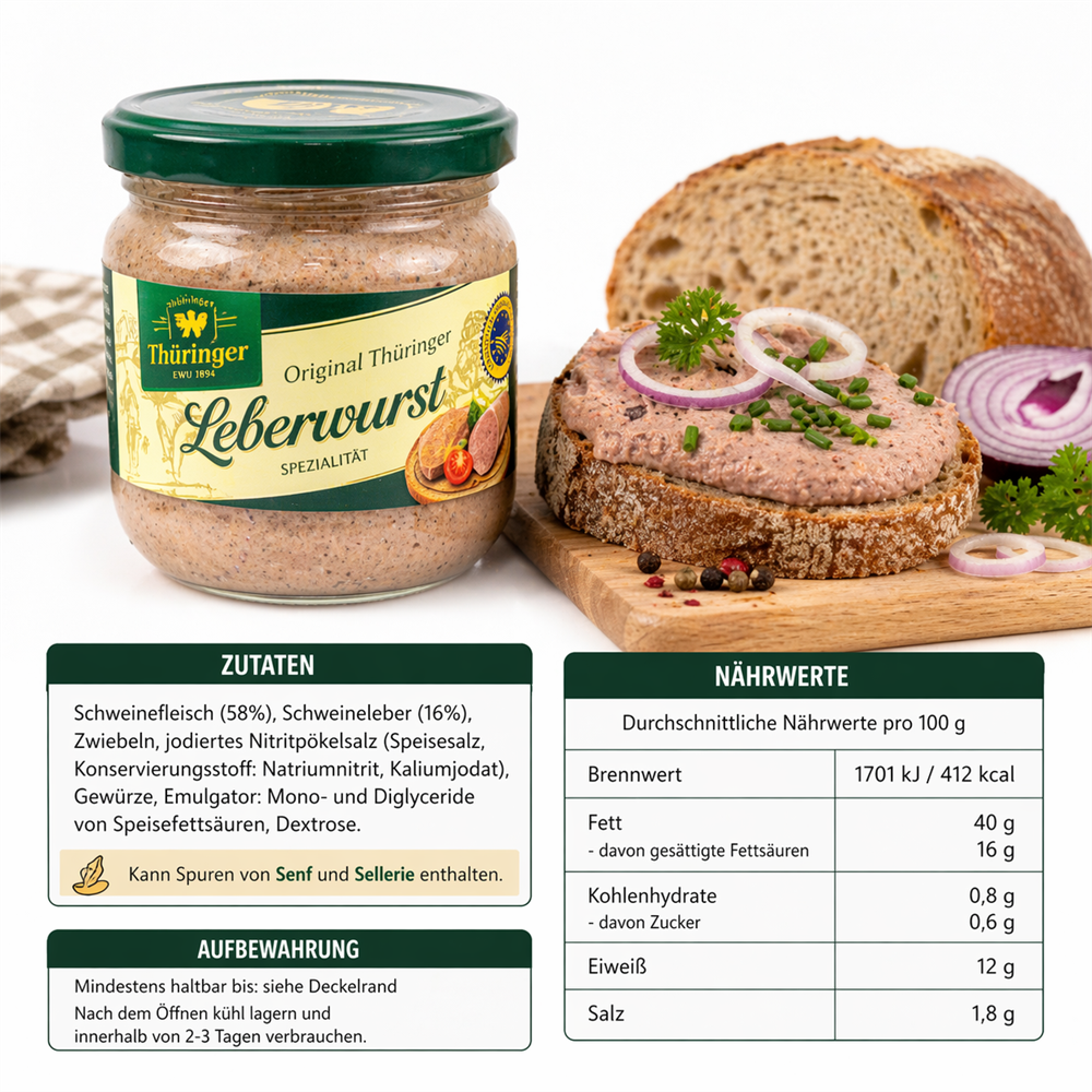 Thüringer Hausmacher Leberwurst im 160g Glas
