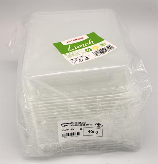 Mehrweg Menüschalen-Deckel transparent 20 Stück