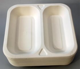 Menüschale 602 Bagasse 2-geteilt 50 Stück 