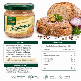 Thüringer Jagdwurst im 160g Glas 
