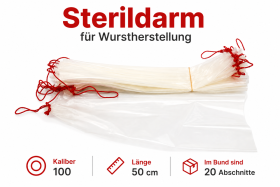 Rifol Steril Darm Kaliber 100 / Länge 50cm /20 Abschnitte im Bund rot gebunden