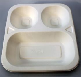 Menüschale 603 Bagasse 3 -geteilt 50 Stück  